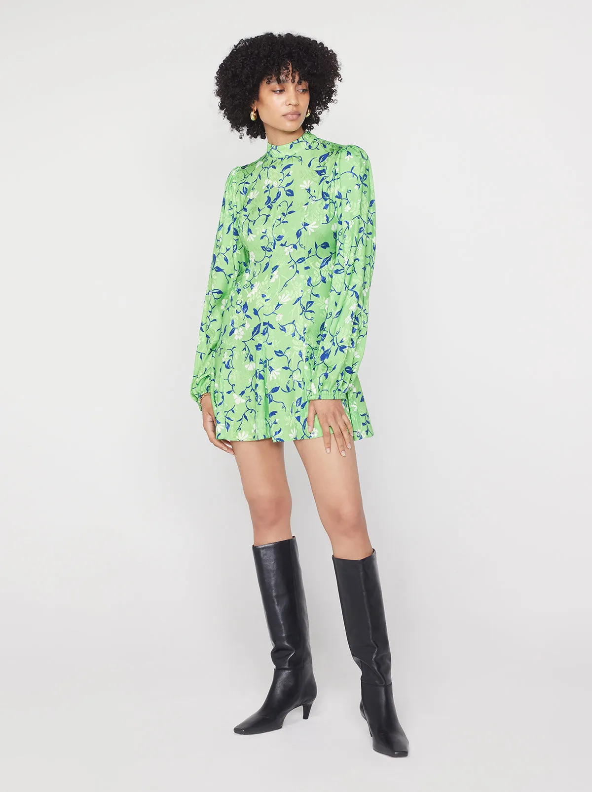 Doretta Green Vine Print Mini Dress sold by KITRI Studio