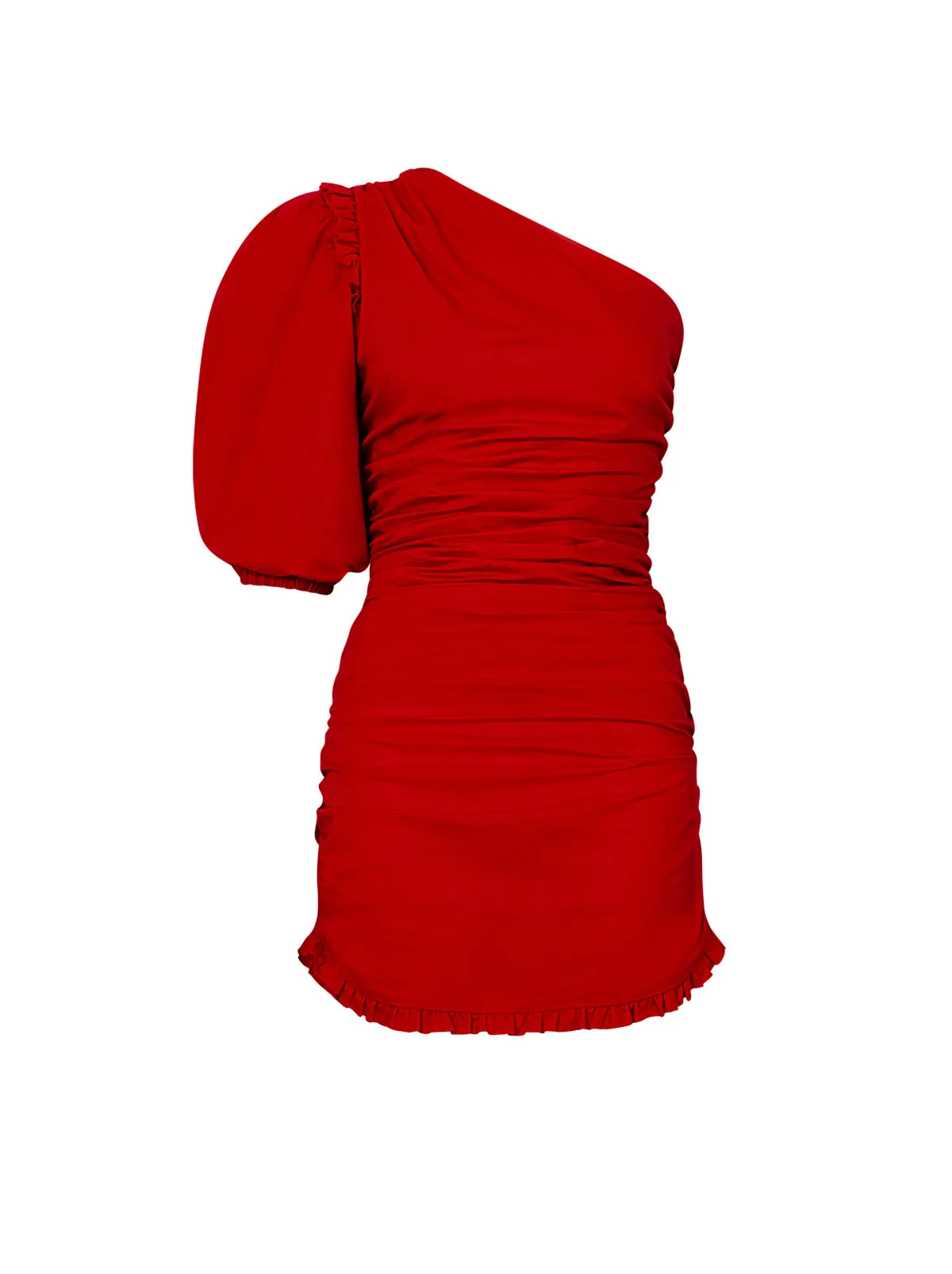 Morera Red Cotton One Shoulder Mini Dress sold by KITRI Studio product image thumbnail 5