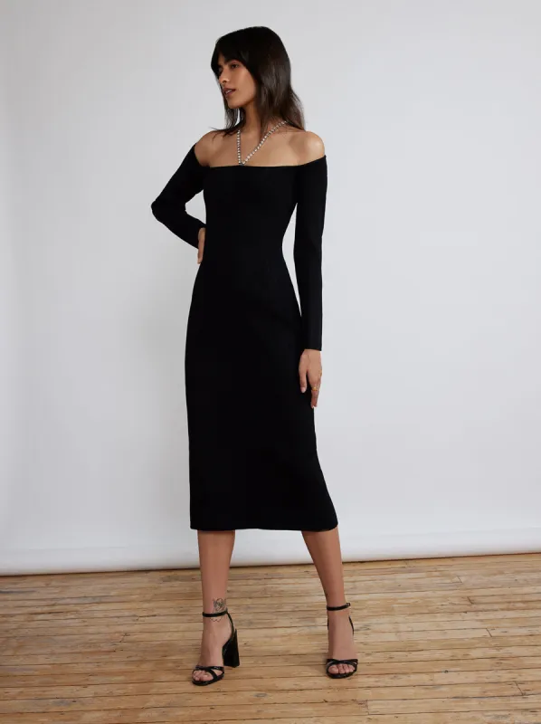 Renee Black Bardot Knit Dress sold by KITRI Studio