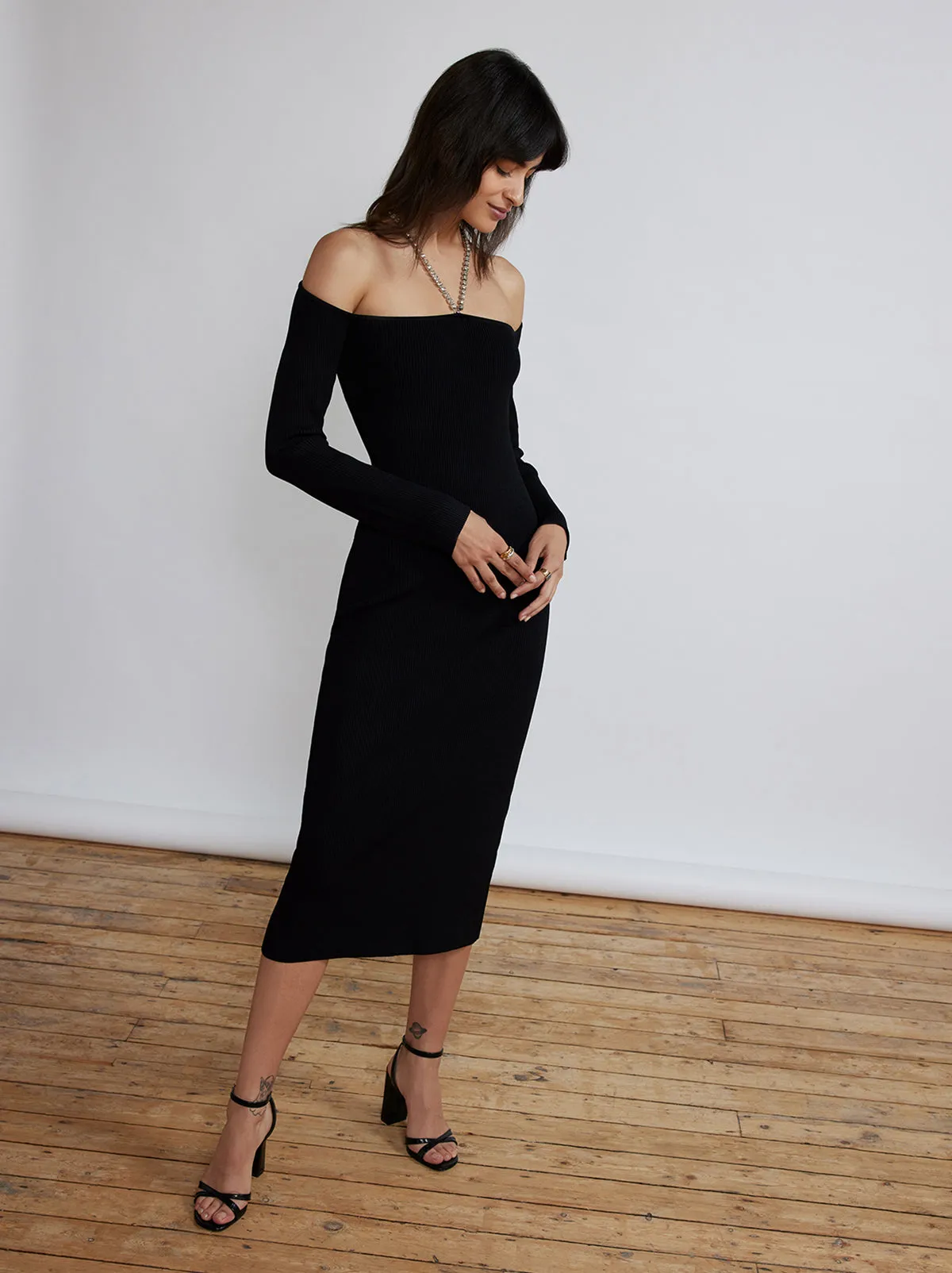 Renee Black Bardot Knit Dress sold by KITRI Studio product image thumbnail 2