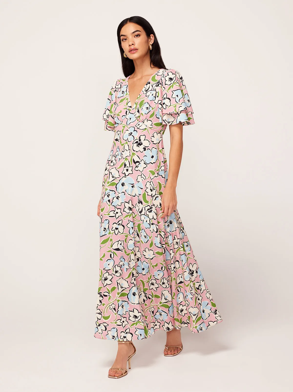 Tallulah Pink Floral Print Maxi Dress sold by KITRI Studio