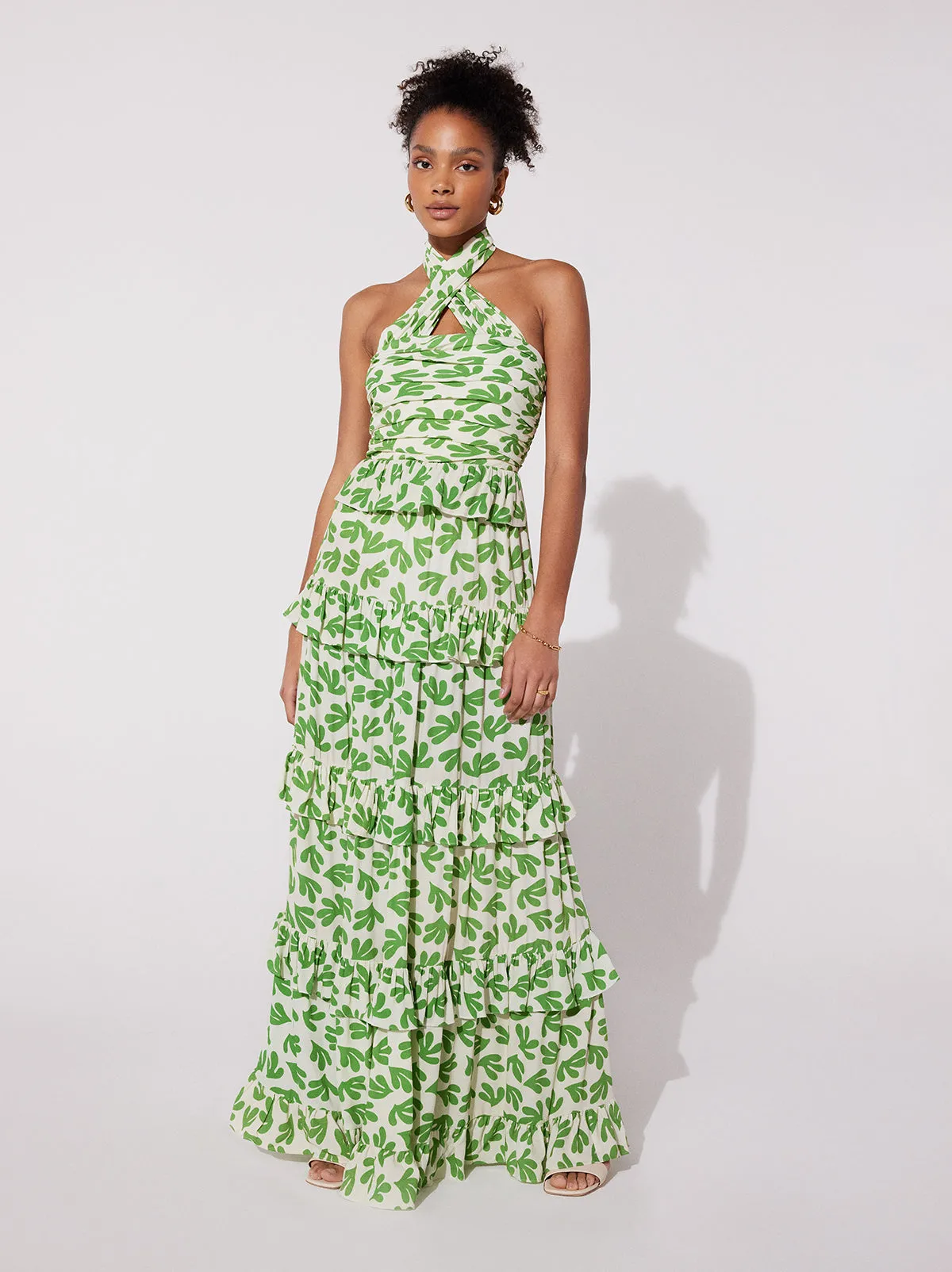 Romily Leaf Print Maxi Dress sold by KITRI Studio product image thumbnail 3