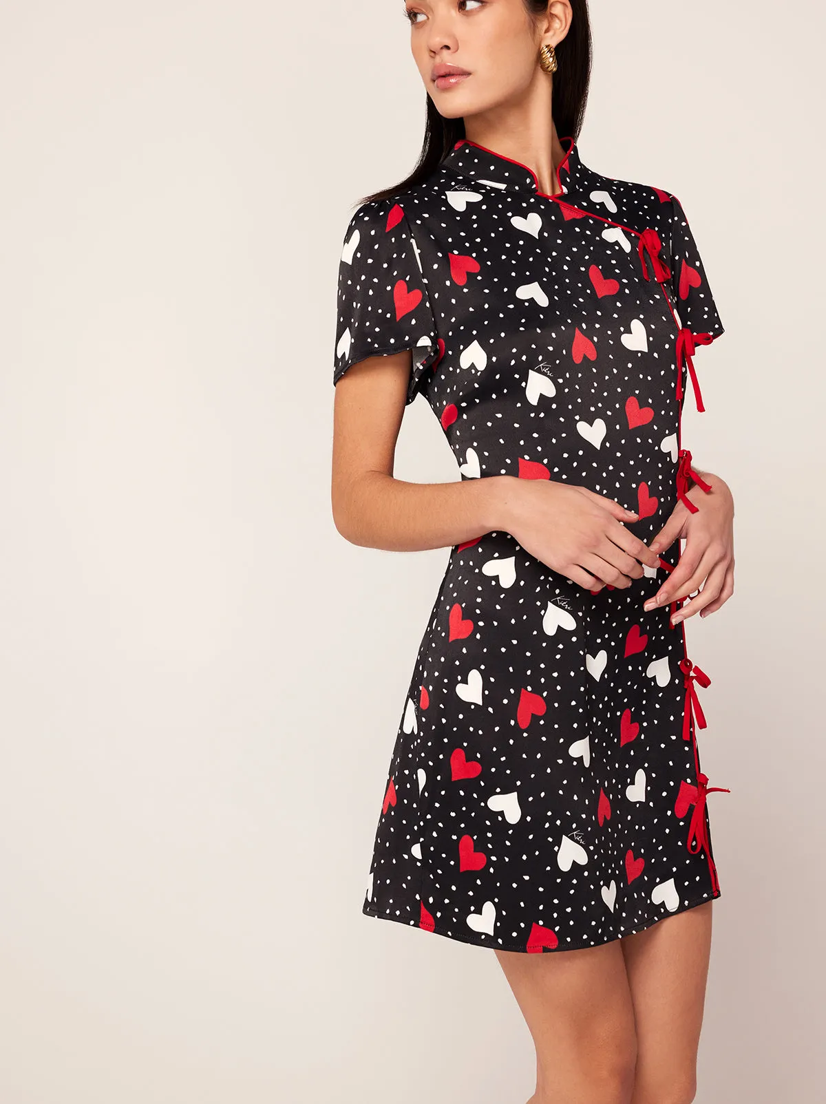 Harlow Red Heart Print Mini Dress sold by KITRI Studio product image thumbnail 2
