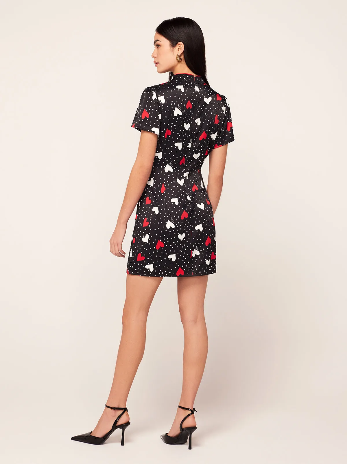 Harlow Red Heart Print Mini Dress sold by KITRI Studio product image thumbnail 4