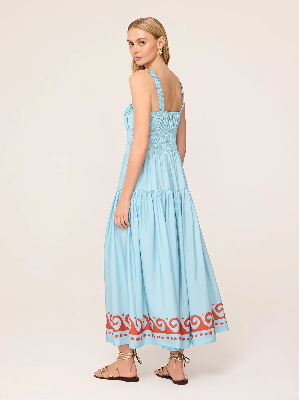 Isobel Blue Wave Print Midi Dress sold by KITRI Studio product image thumbnail 4