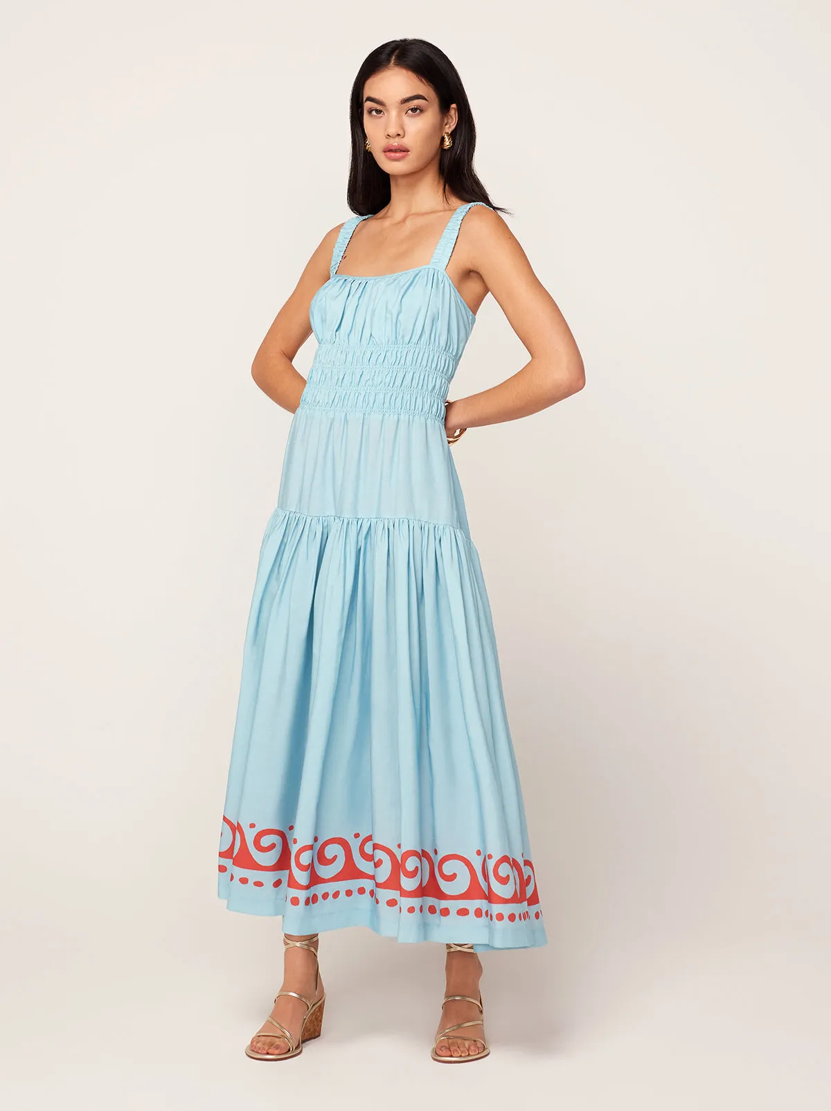 Isobel Blue Wave Print Midi Dress sold by KITRI Studio product image thumbnail 2