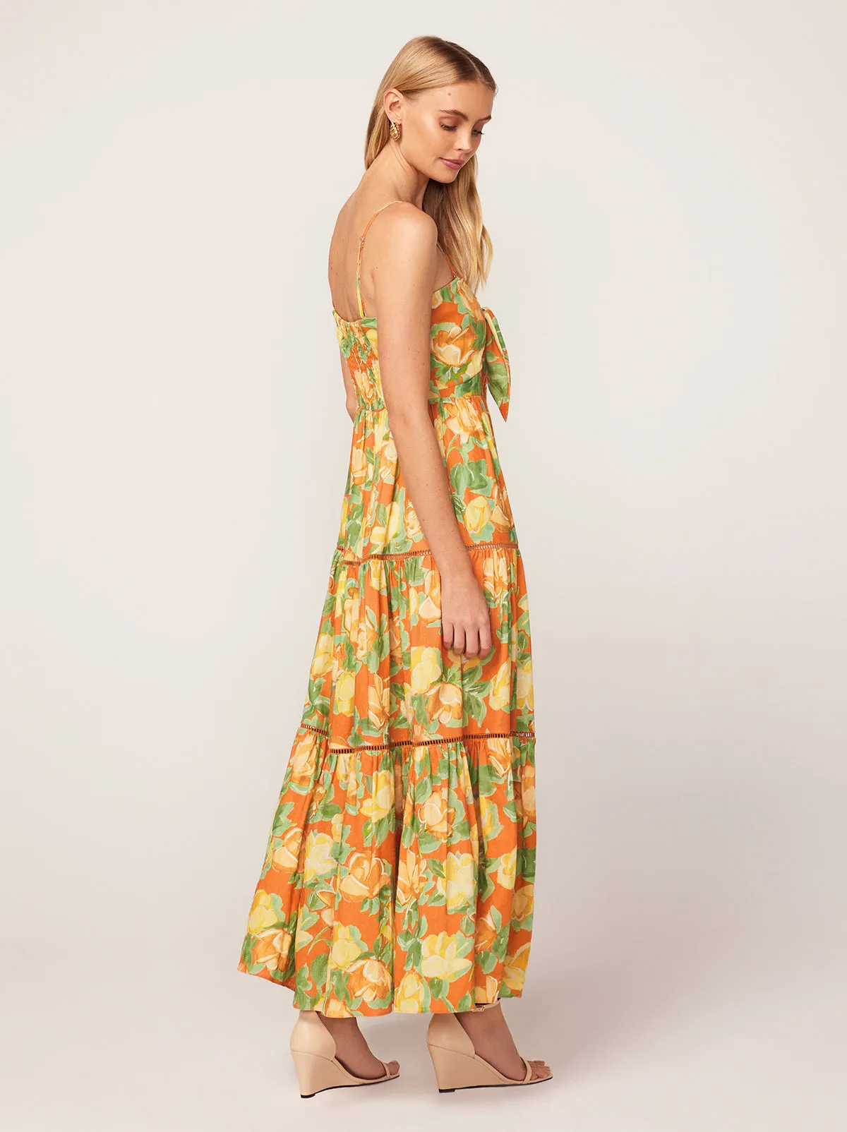 Immy Apricot Painted Floral Print Midi Dress sold by KITRI Studio product image thumbnail 4