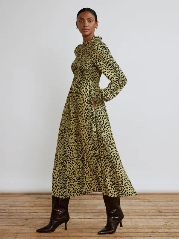 Molly Cheetah Print Shirred Dress sold by KITRI Studio