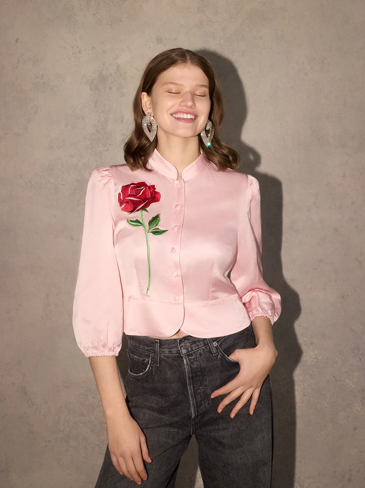 Bettina Pink Rose Embroidered Top sold by KITRI Studio product image thumbnail 3