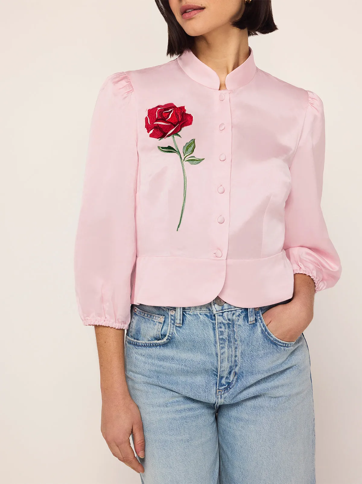 Bettina Pink Rose Embroidered Top sold by KITRI Studio product image thumbnail 4