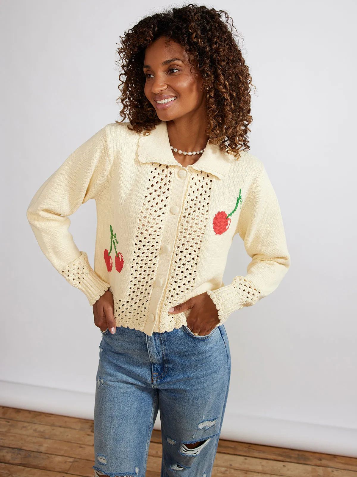 Polly Cherry Knit Cardigan sold by KITRI Studio product image thumbnail 2