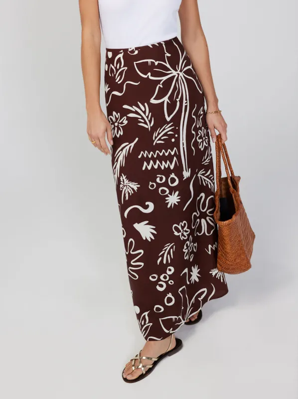 Mali Coco Palm Print Maxi Skirt sold by KITRI Studio
