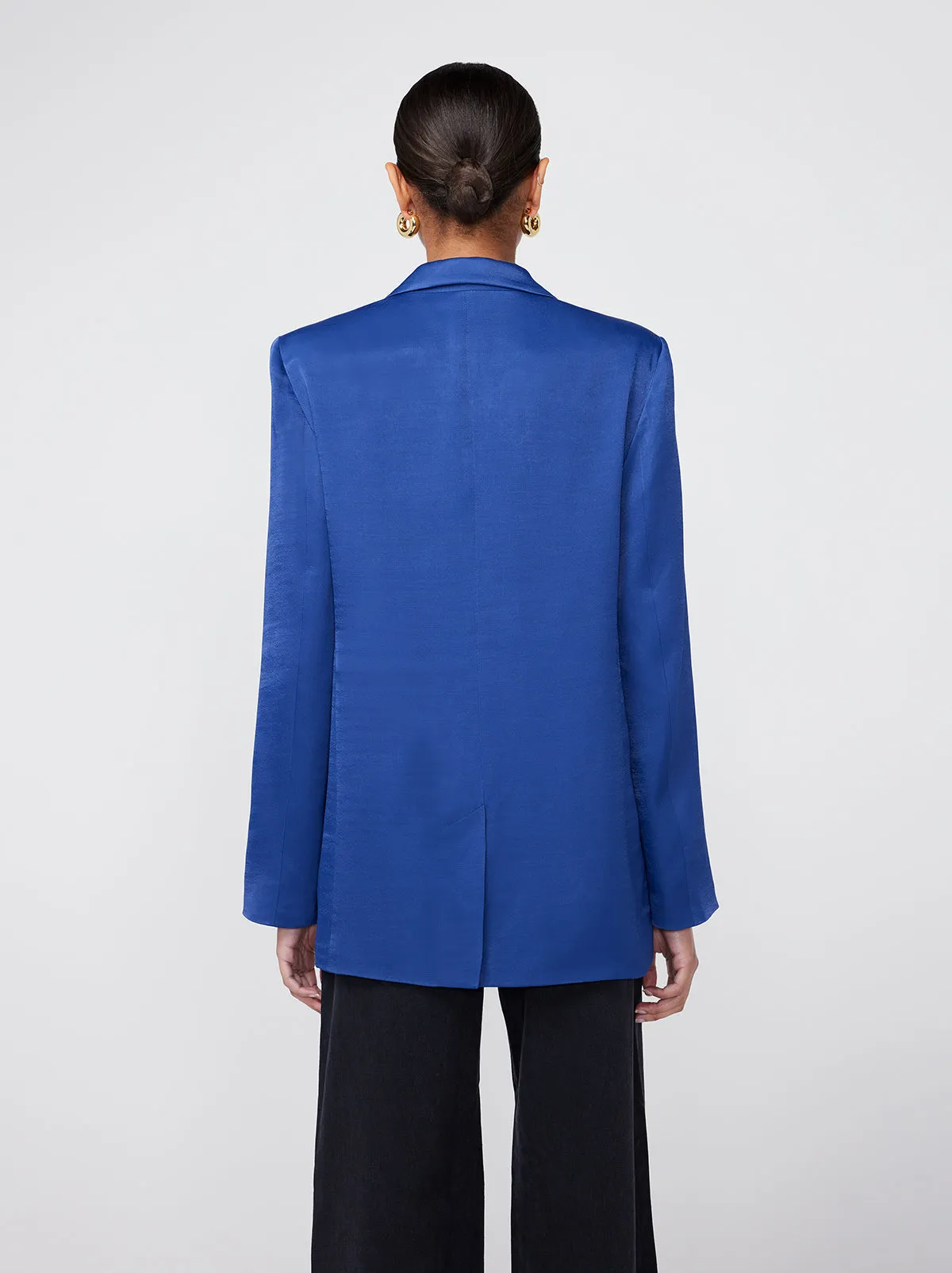 Tessa Navy Satin Blazer sold by KITRI Studio product image thumbnail 4
