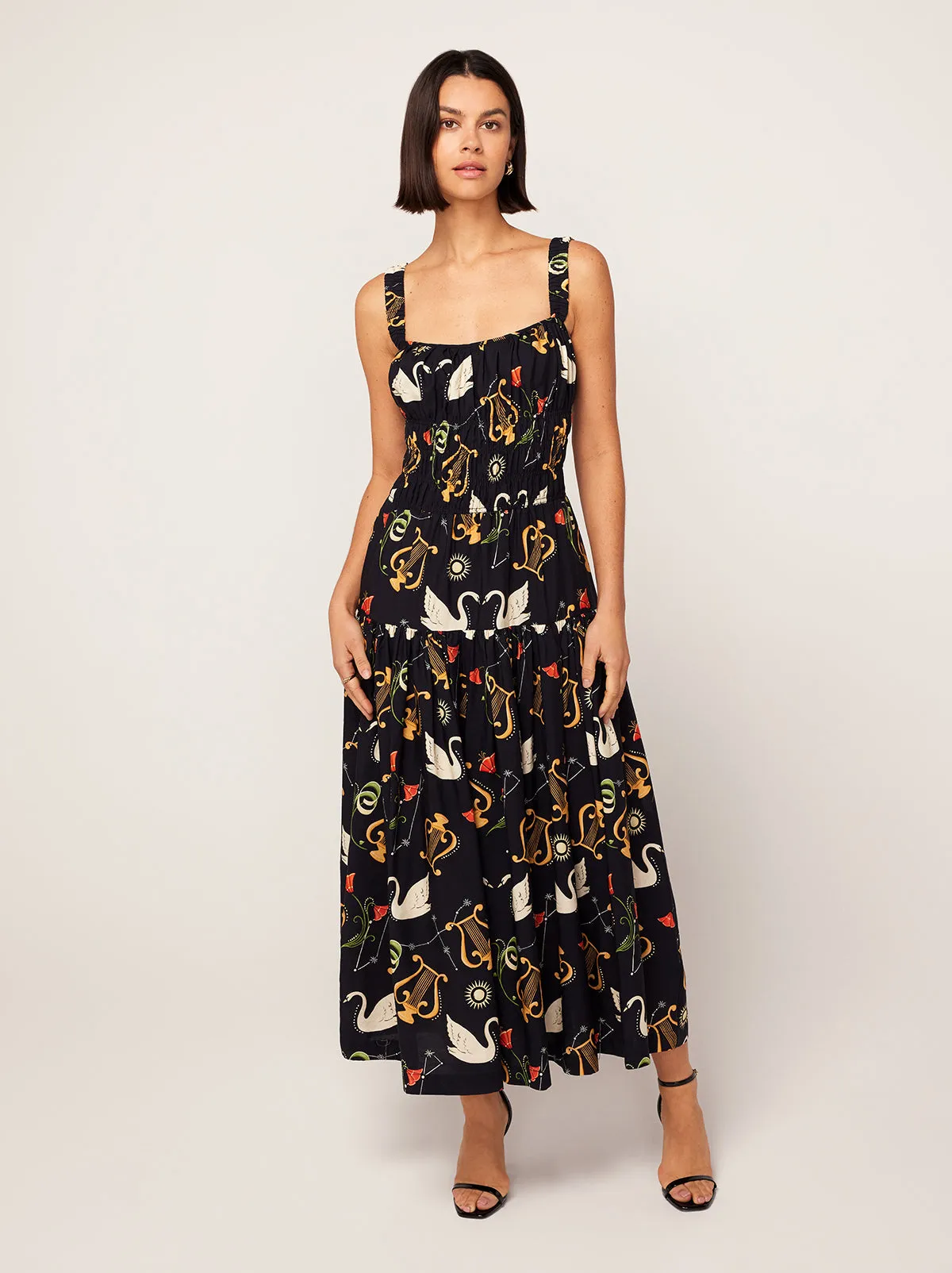 Isobel Black Cygnus And Lyra Print Midi Dress sold by KITRI Studio product image thumbnail 3