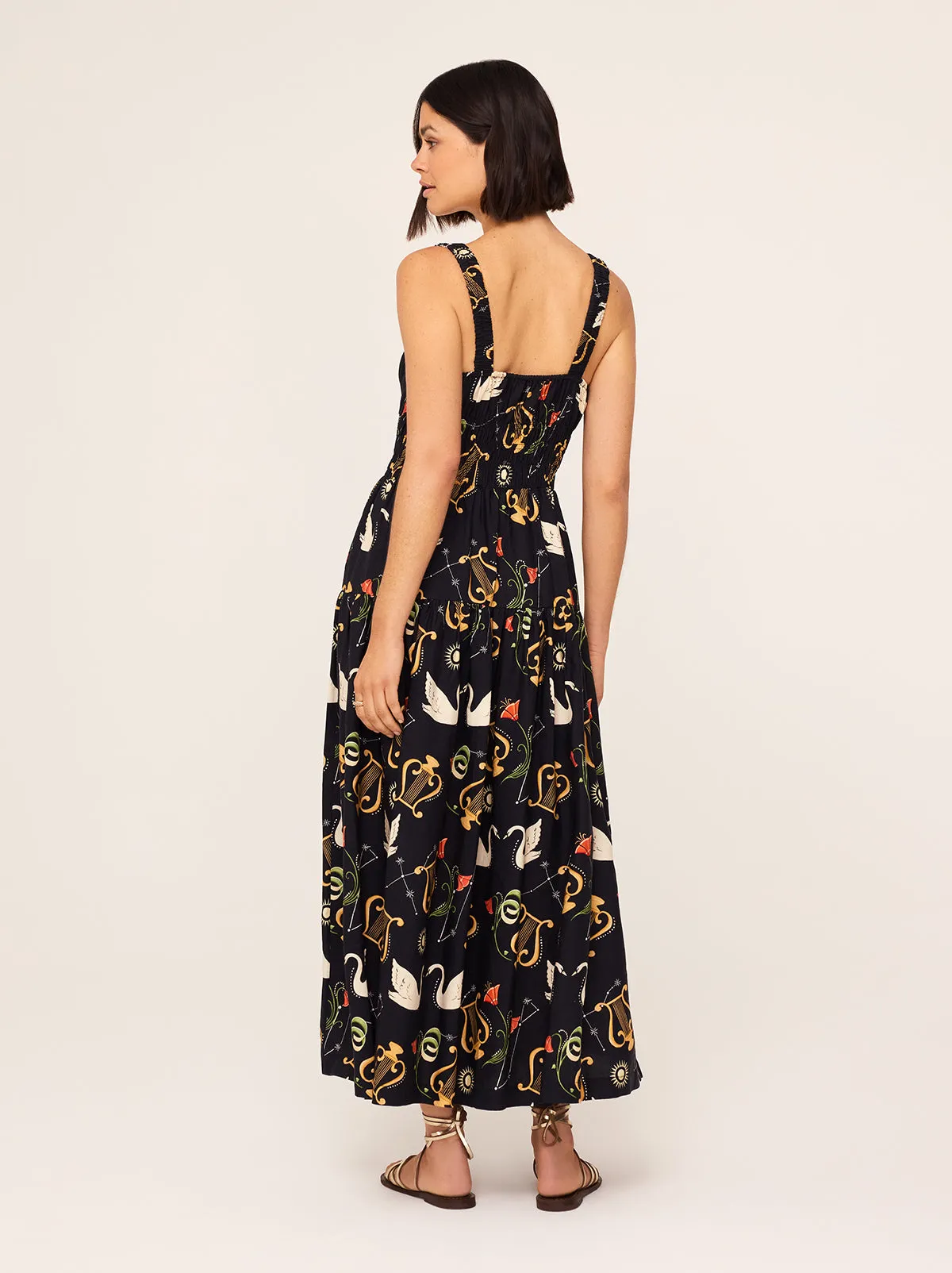 Isobel Black Cygnus And Lyra Print Midi Dress sold by KITRI Studio product image thumbnail 4