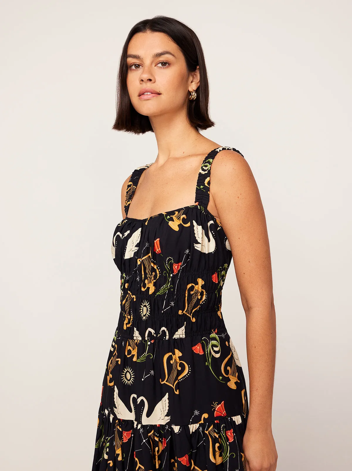Isobel Black Cygnus And Lyra Print Midi Dress sold by KITRI Studio product image thumbnail 2