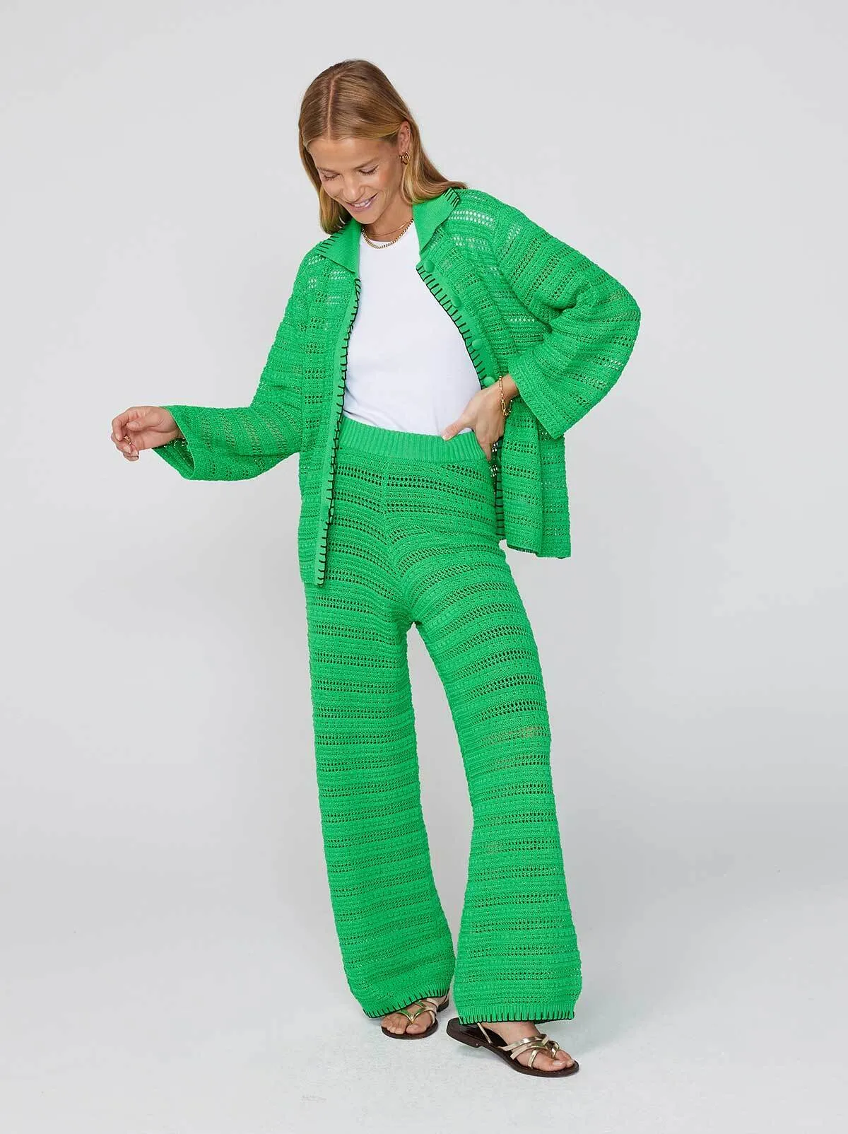 Austin Green Crochet Knit Trousers sold by KITRI Studio product image thumbnail 4