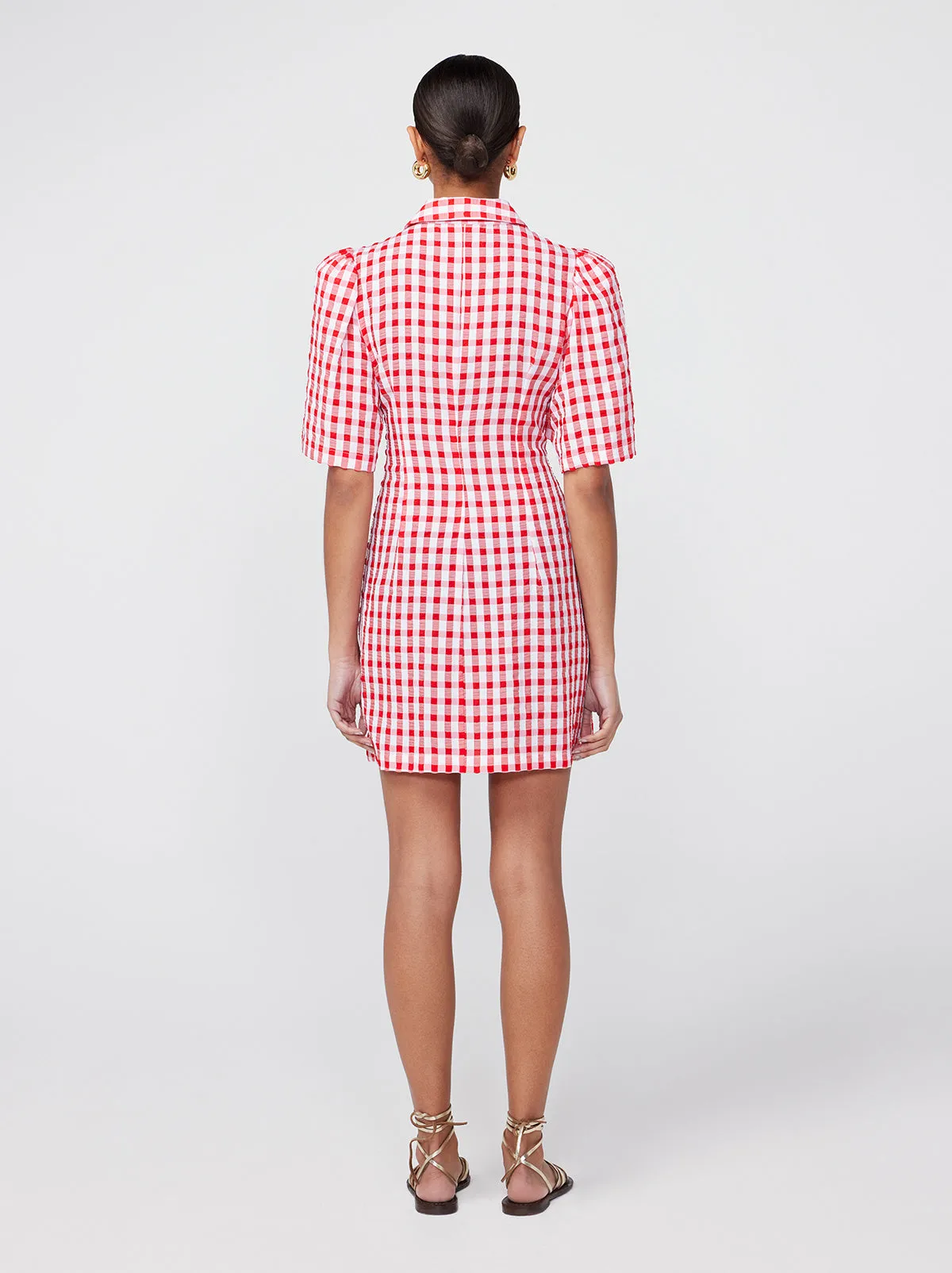 Nellie Red Gingham Mini Shirt Dress sold by KITRI Studio product image thumbnail 4