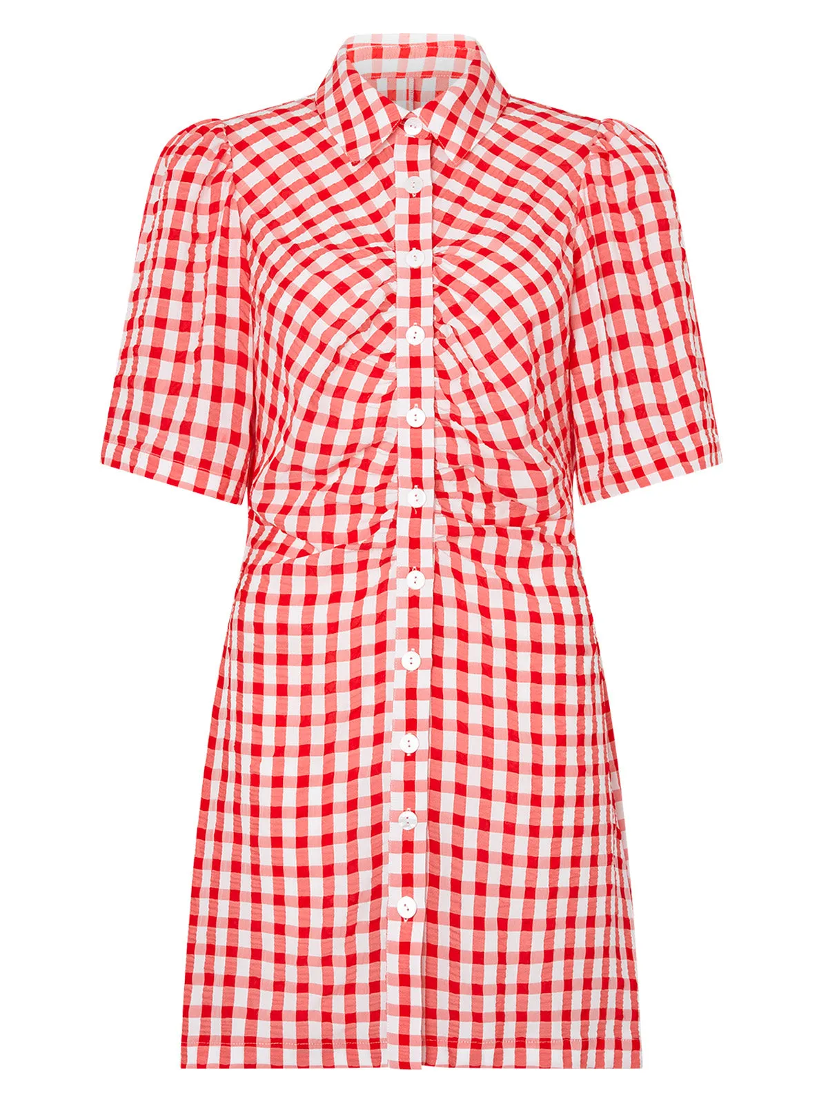 Nellie Red Gingham Mini Shirt Dress sold by KITRI Studio product image thumbnail 5