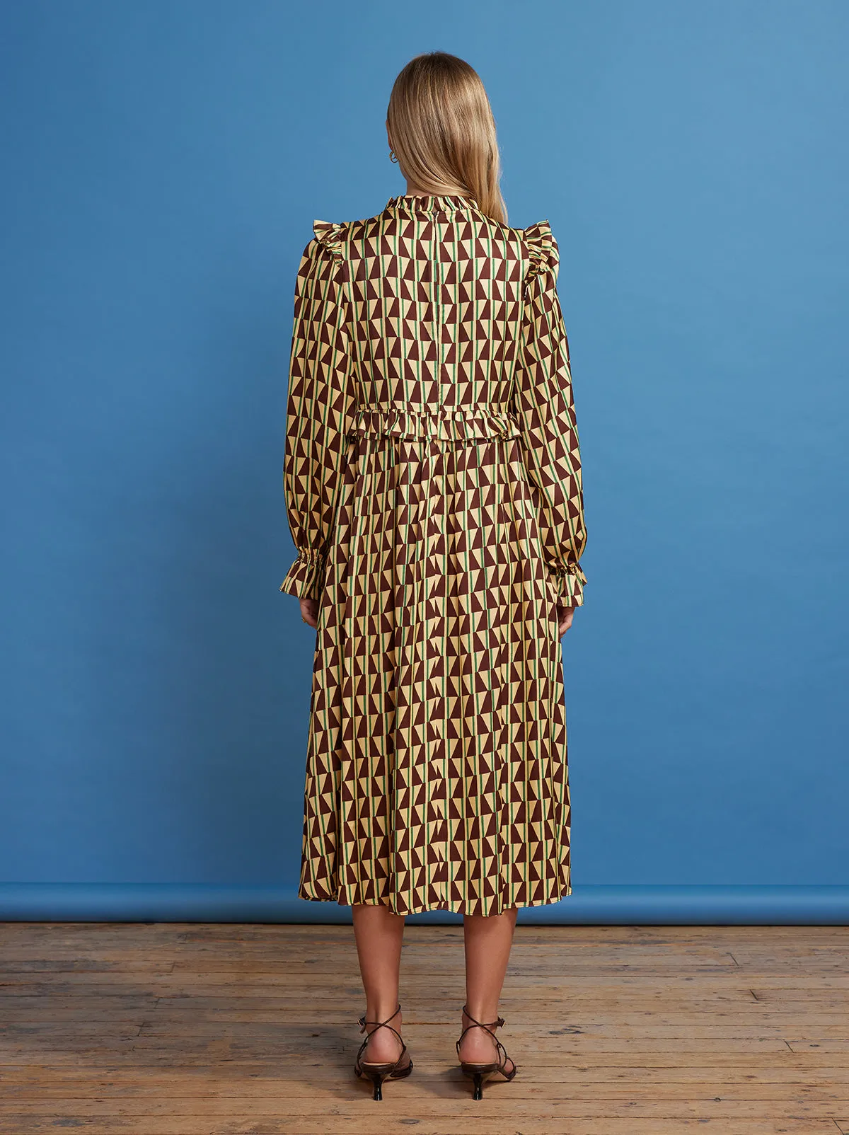 Savannah Chocolate Tile Print Midi Dress sold by KITRI Studio product image thumbnail 4
