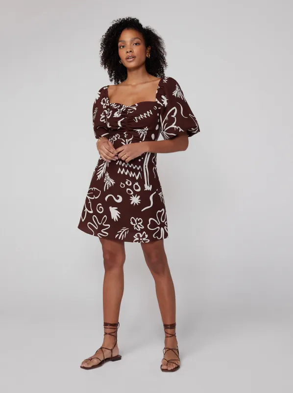 Zosia Coco Palm Print Mini Dress sold by KITRI Studio