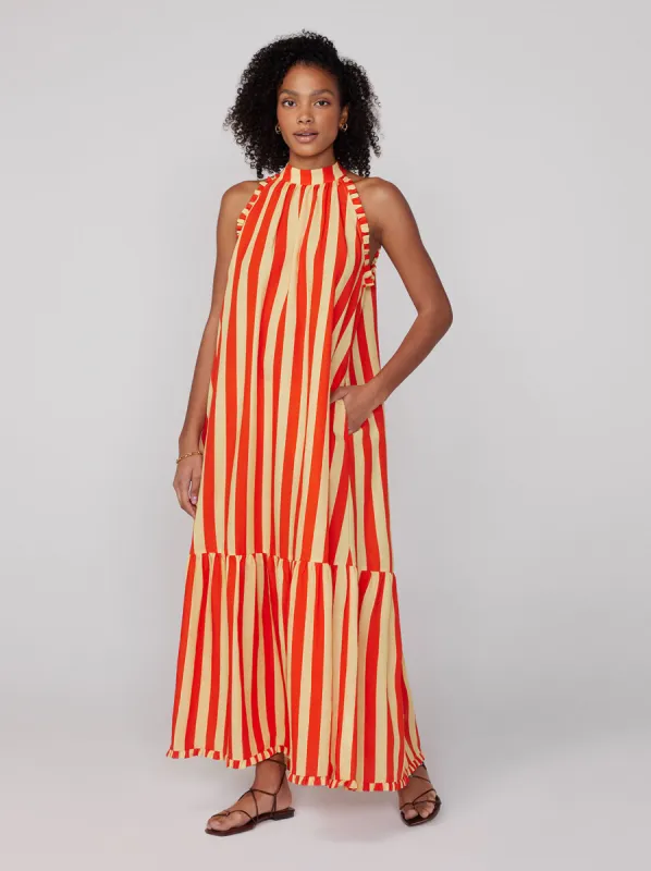 Lulu Striped Halterneck Maxi Dress made by KITRI Studio