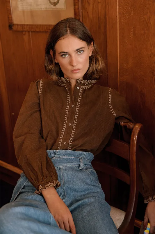 BLUSA MICROPANA CUELLO VOLANTE sold by Indi & Cold