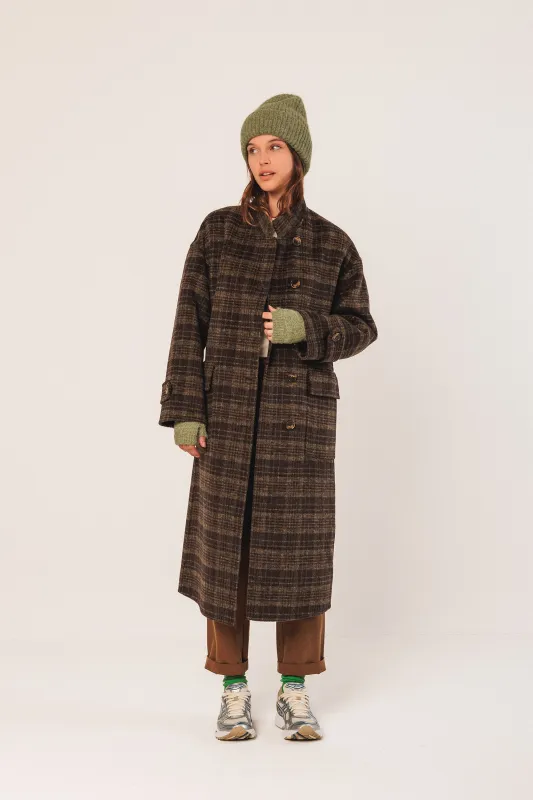 [CL] WOOL CHECK COAT sold by Indi & Cold