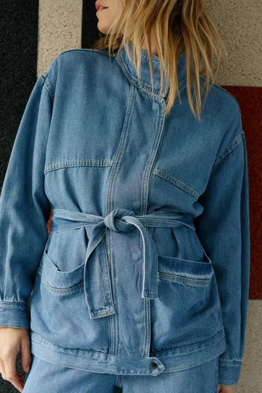 [CL] DENIM BELTED JACKET sold by Indi & Cold