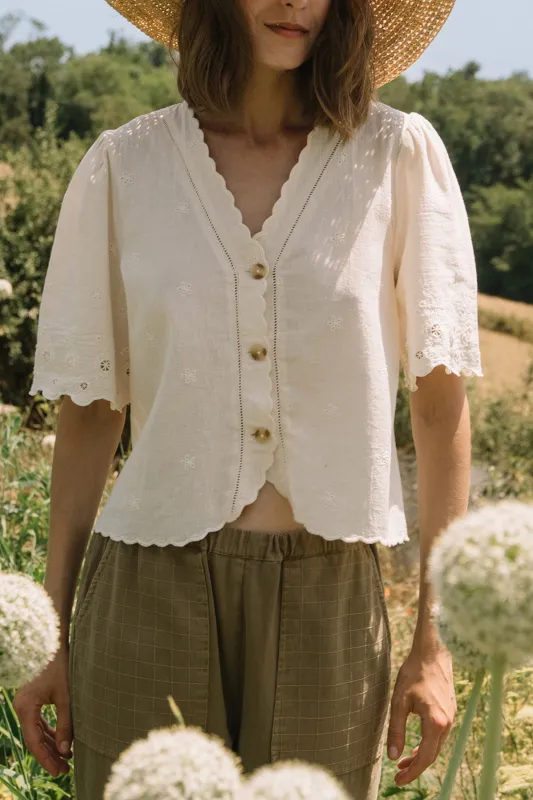 [CL] EMBROIDERED V-NECK BLOUSE sold by Indi & Cold