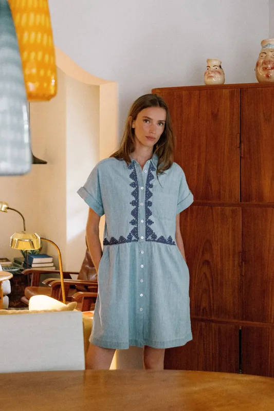 [CL] EMBROIDERED SHIRT DRESS sold by Indi & Cold