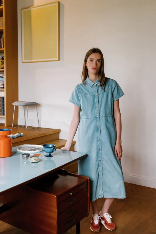 [CL] DENIM SHIRT DRESS sold by Indi & Cold
