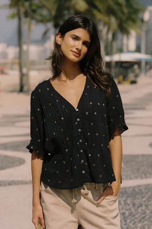 CAMISA ROMÁNTICA BORDADOS FLOR made by Indi & Cold