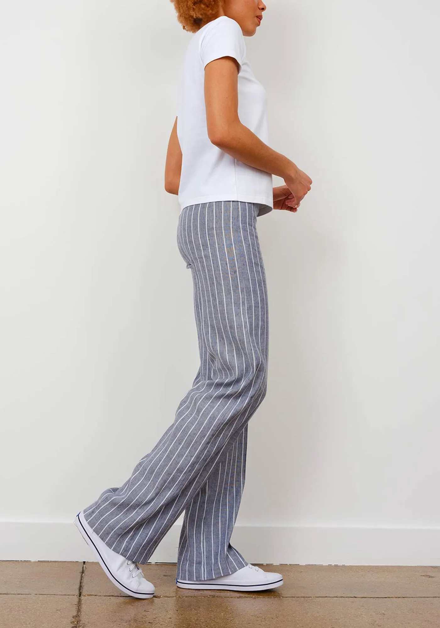 FLAVIA Linen Stripes Glimmer Indigo sold by Avenue Montaigne product image thumbnail 2