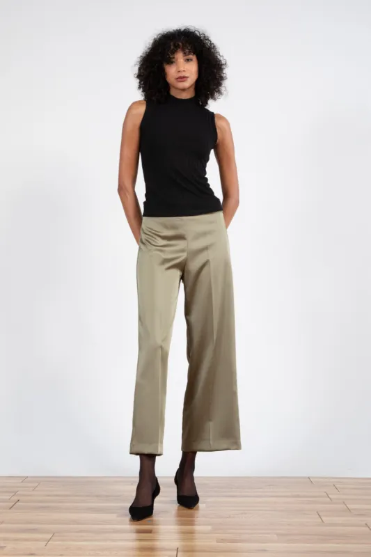 ALEX Satin Olive Green sold by Avenue Montaigne