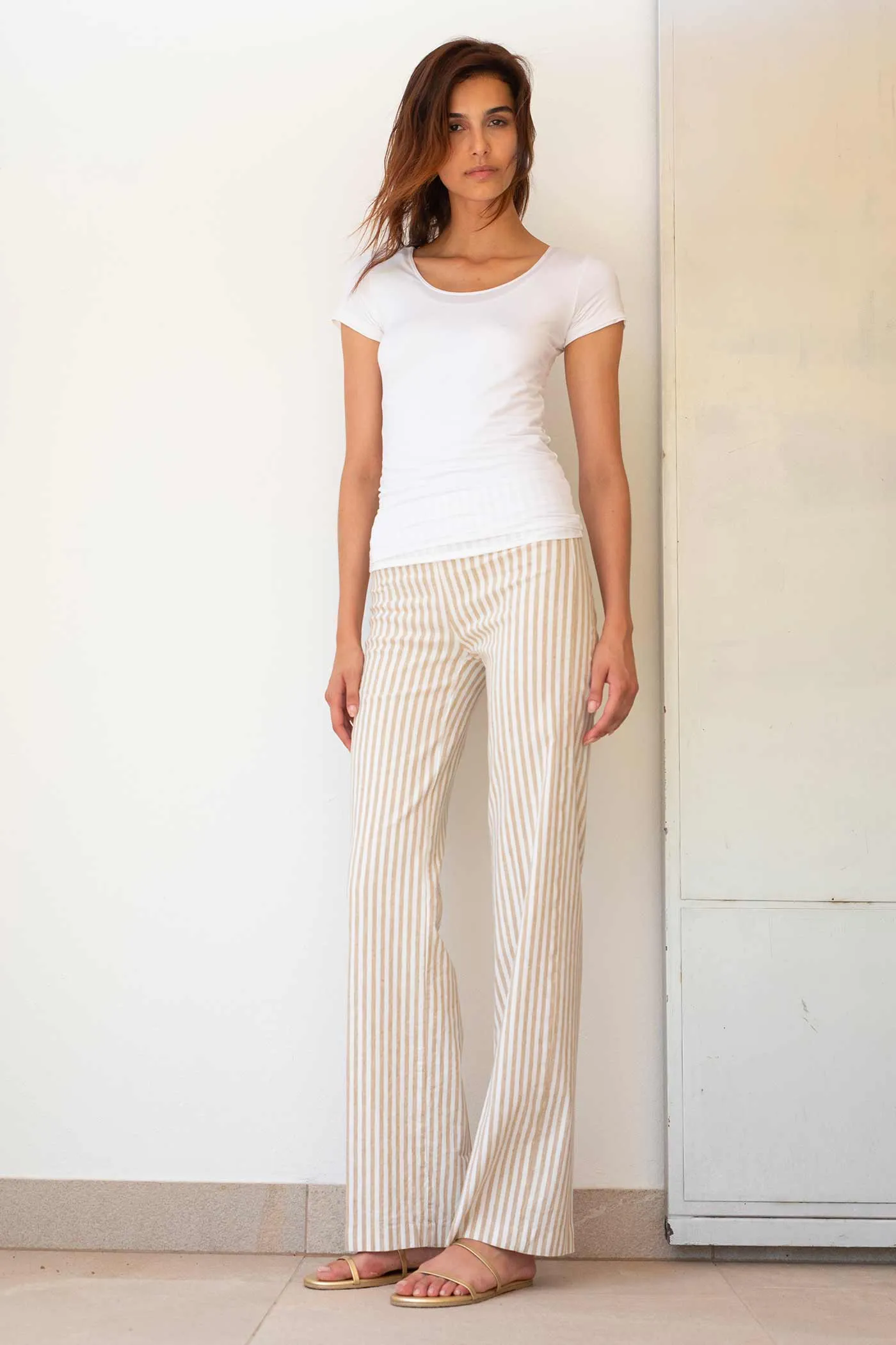 FLAVIA Linen Stripes Bengal Beige sold by Avenue Montaigne