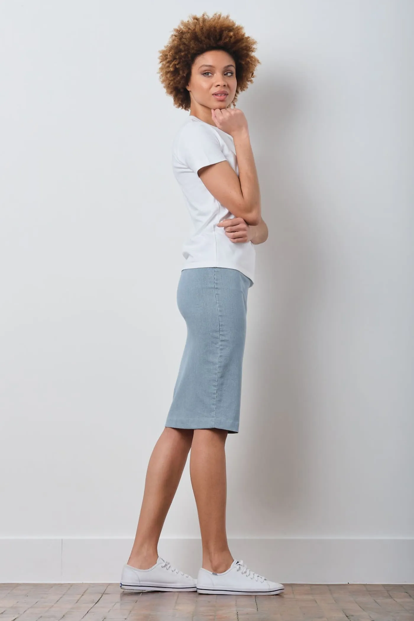 PULL ON SKIRT Stripped Denim Reghem sold by Avenue Montaigne