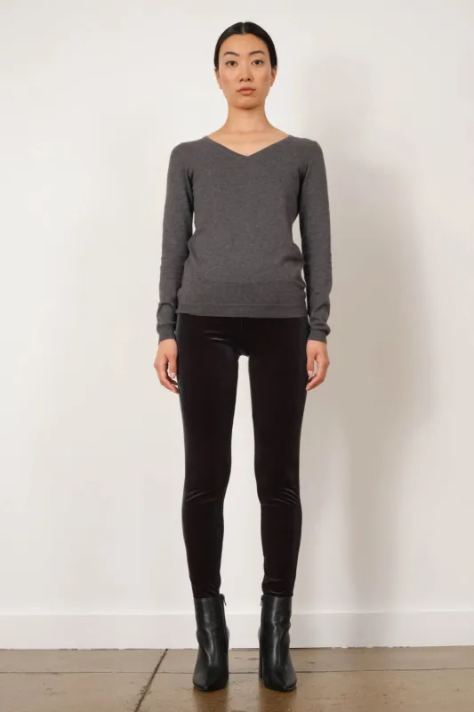 PULL ON SKINNY Velvet Charcoal sold by Avenue Montaigne