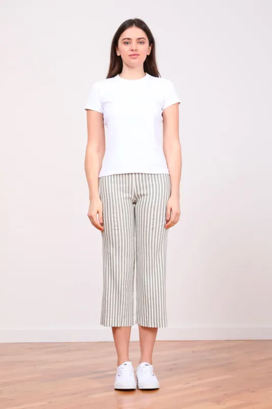 ALEX Linen Stripes Bengal Olive sold by Avenue Montaigne