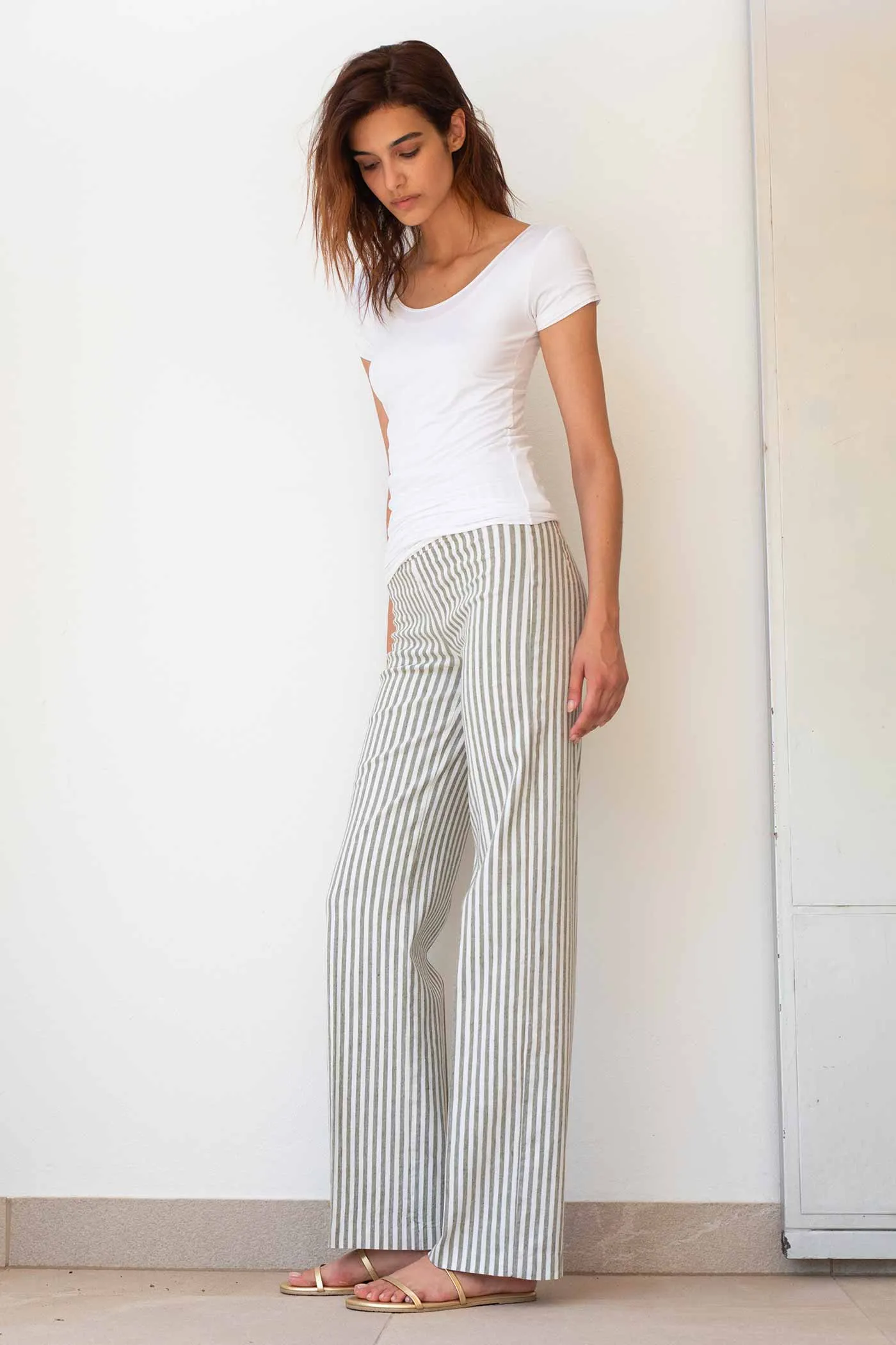 FLAVIA Linen Stripes Bengal Olive sold by Avenue Montaigne product image thumbnail 2