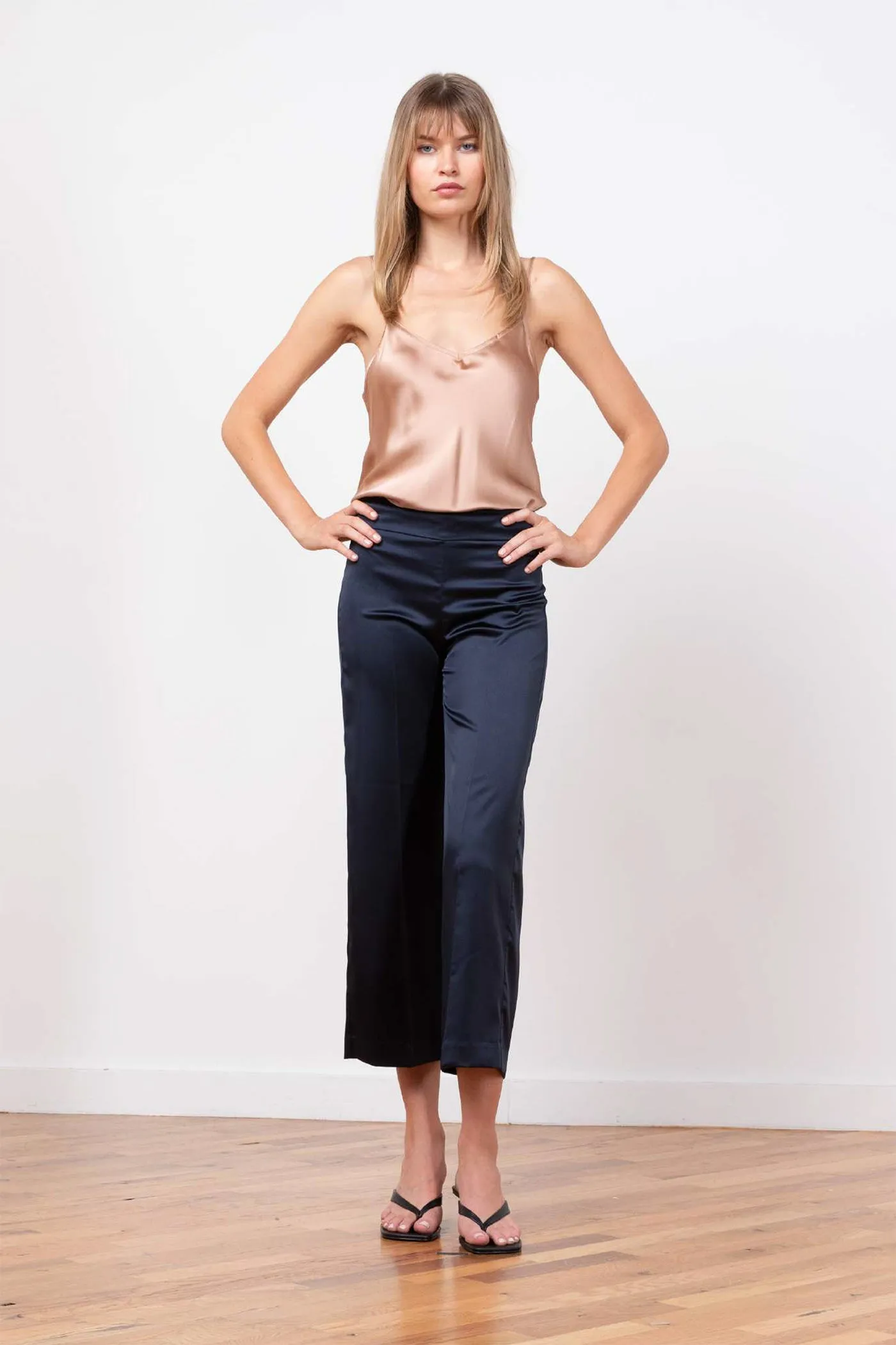 ALEX Satin Navy sold by Avenue Montaigne