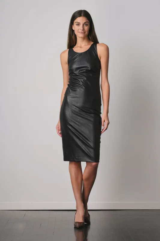 SOFIA DRESS Pleather Black made by Avenue Montaigne
