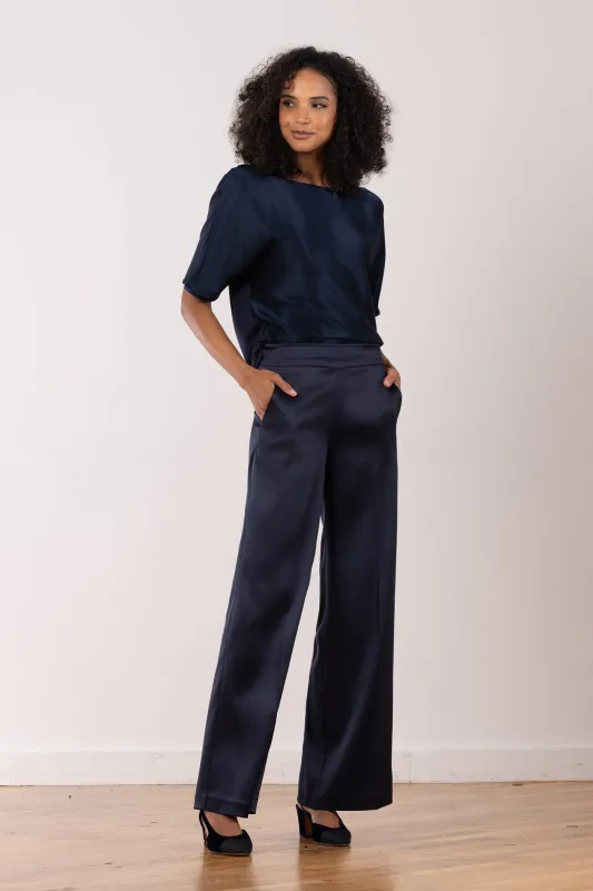 CARLA Satin Navy sold by Avenue Montaigne