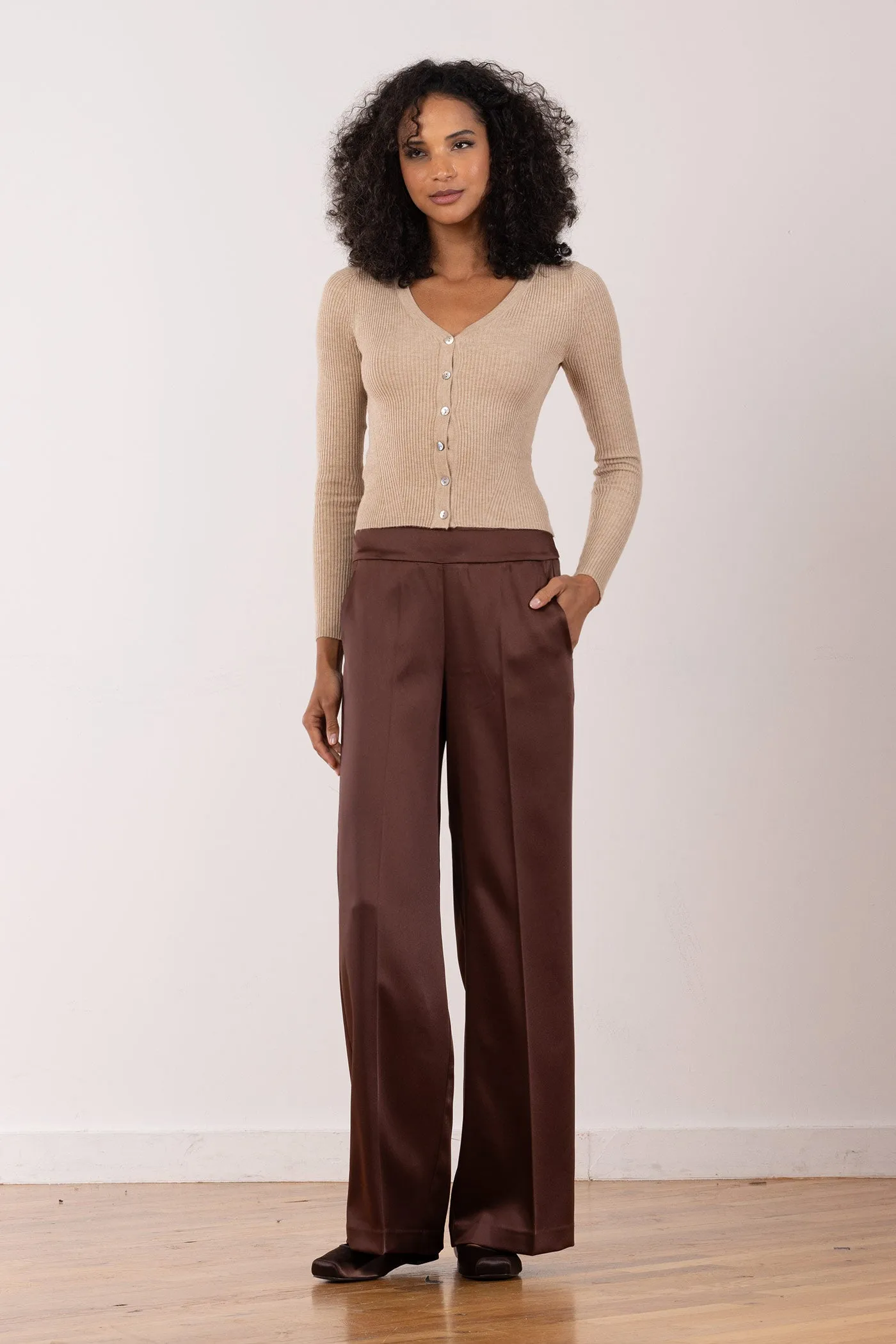 CARLA Satin Brown sold by Avenue Montaigne