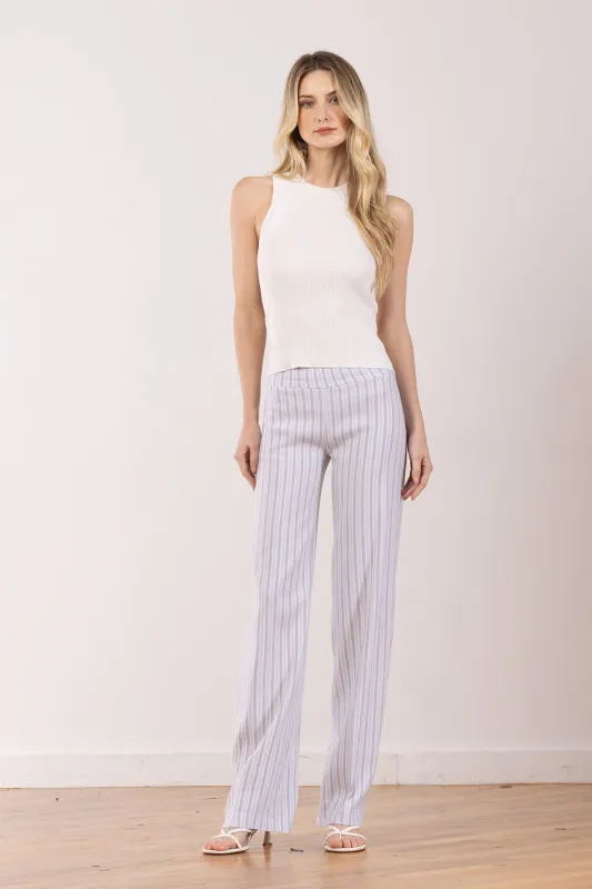 FLAVIA Linen Stripes Grey/Blue sold by Avenue Montaigne