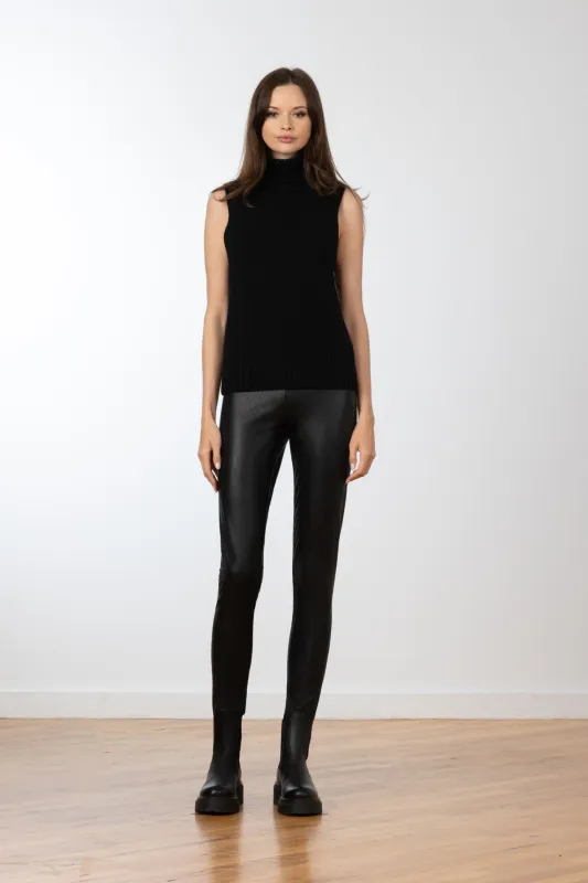 PULL ON SKINNY Pleather Black sold by Avenue Montaigne
