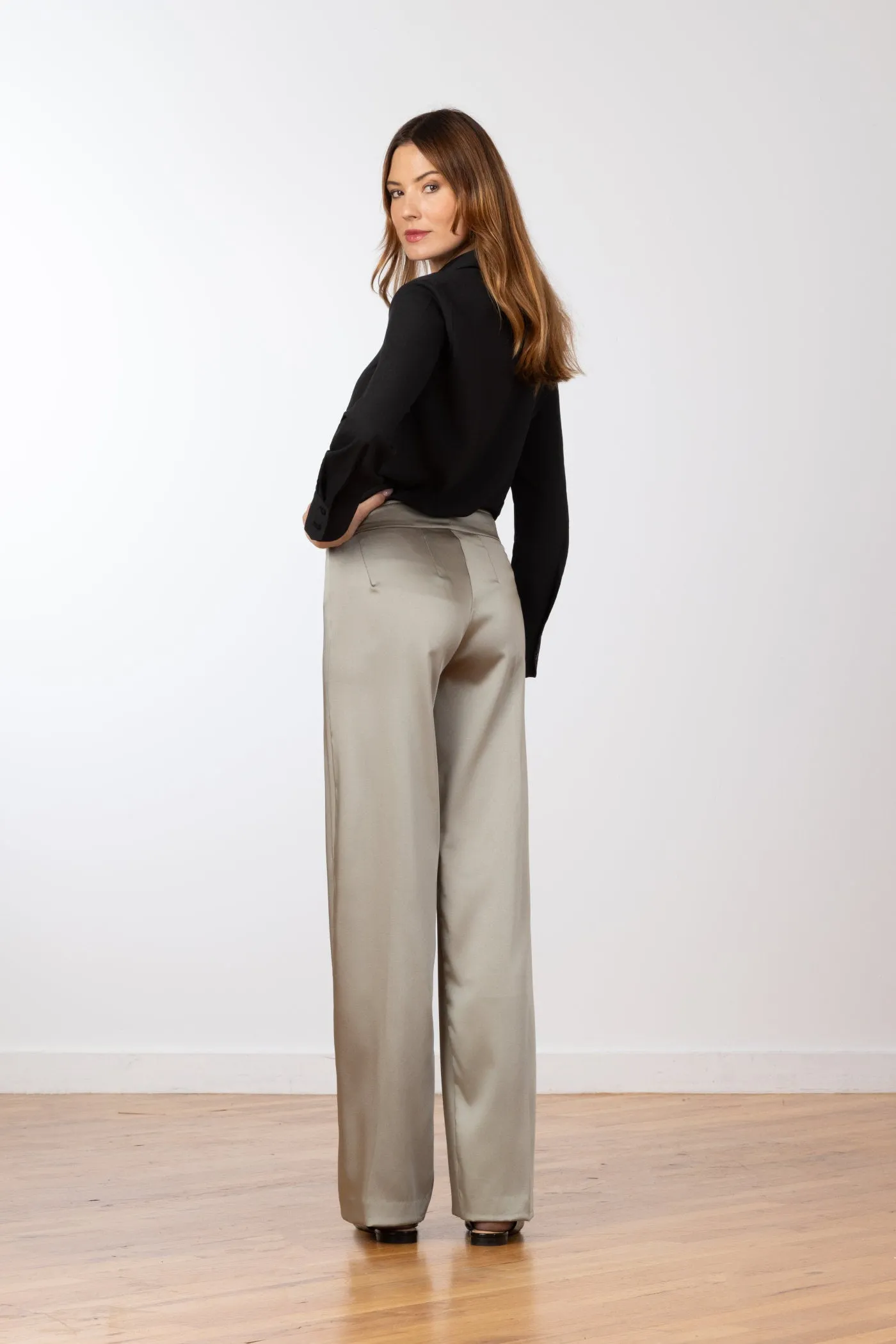 FLAVIA Satin Olive Green sold by Avenue Montaigne product image thumbnail 4