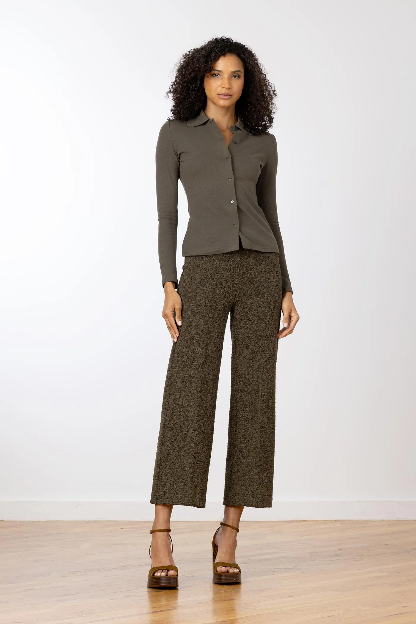 ALEX Boucle Olive Green sold by Avenue Montaigne