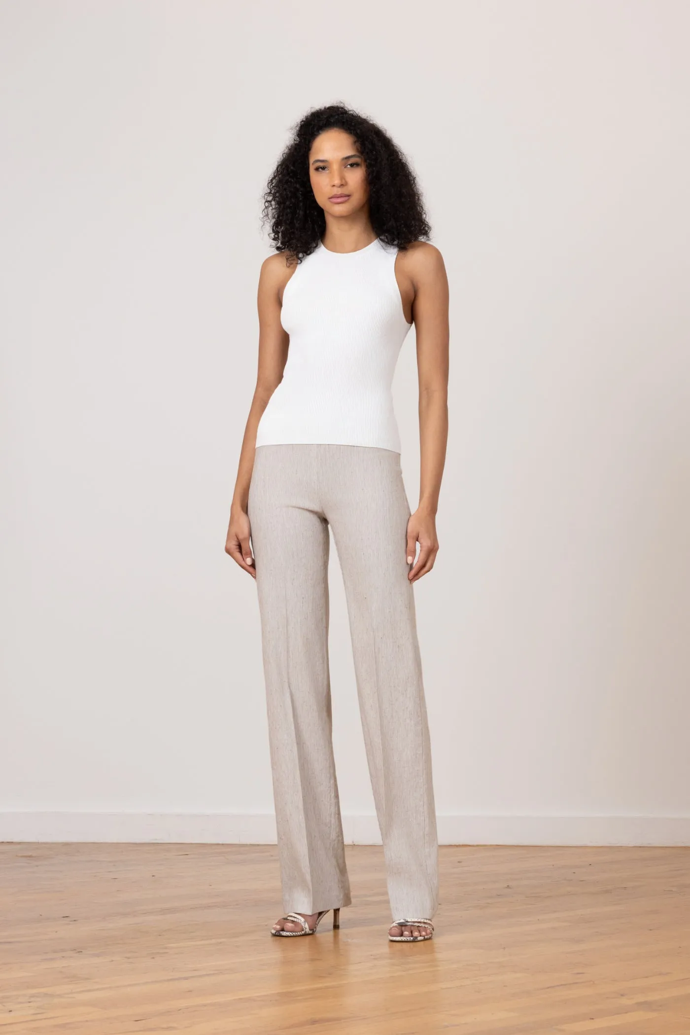 FLAVIA Linen Stripes Mushroom sold by Avenue Montaigne
