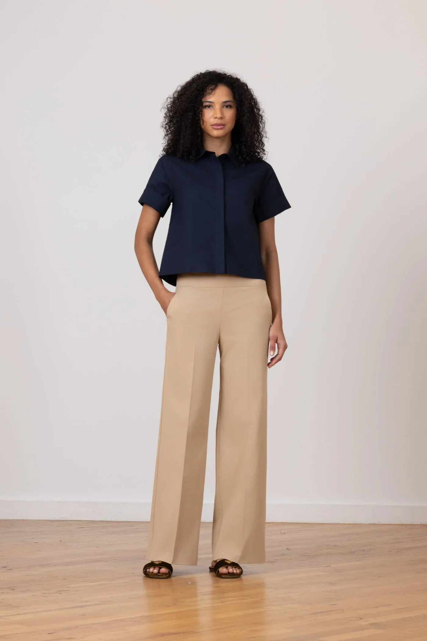 CARLA Cotton Stretch Khaki sold by Avenue Montaigne